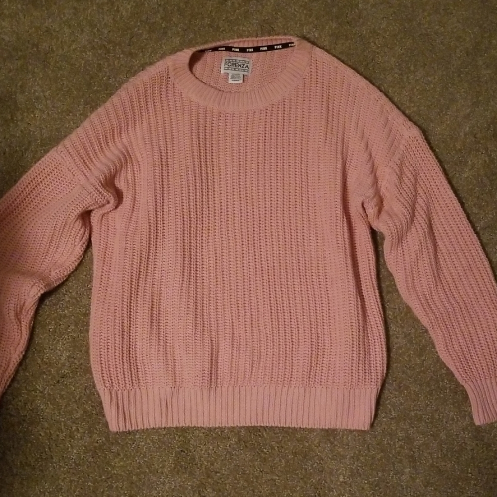 New VS PINK Boyfriend Sweater Pink Forenza Crew